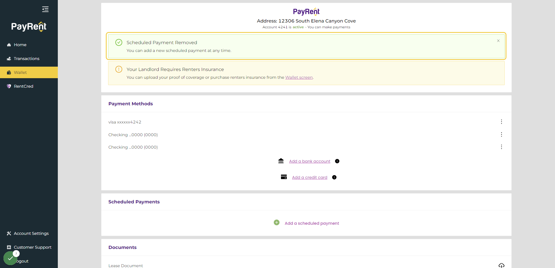 Your Scheduled Payment has been Removed