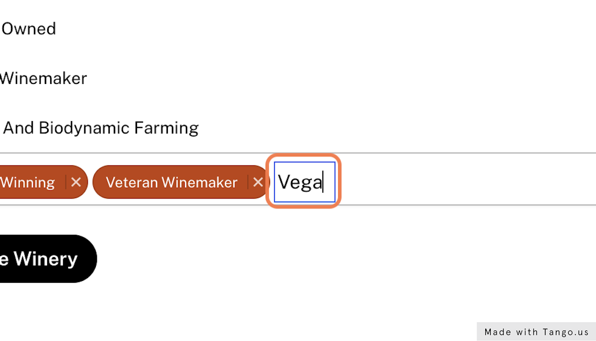 Scroll down and you can also edit your winery tags