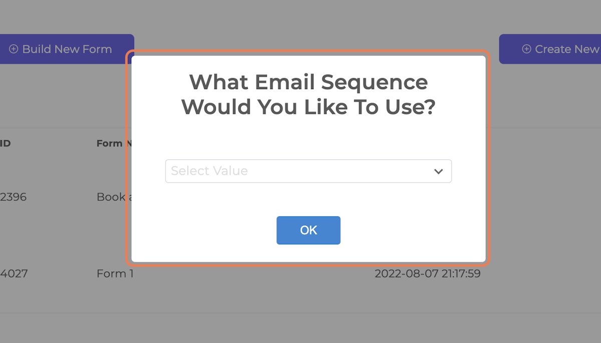 Select the email sequence