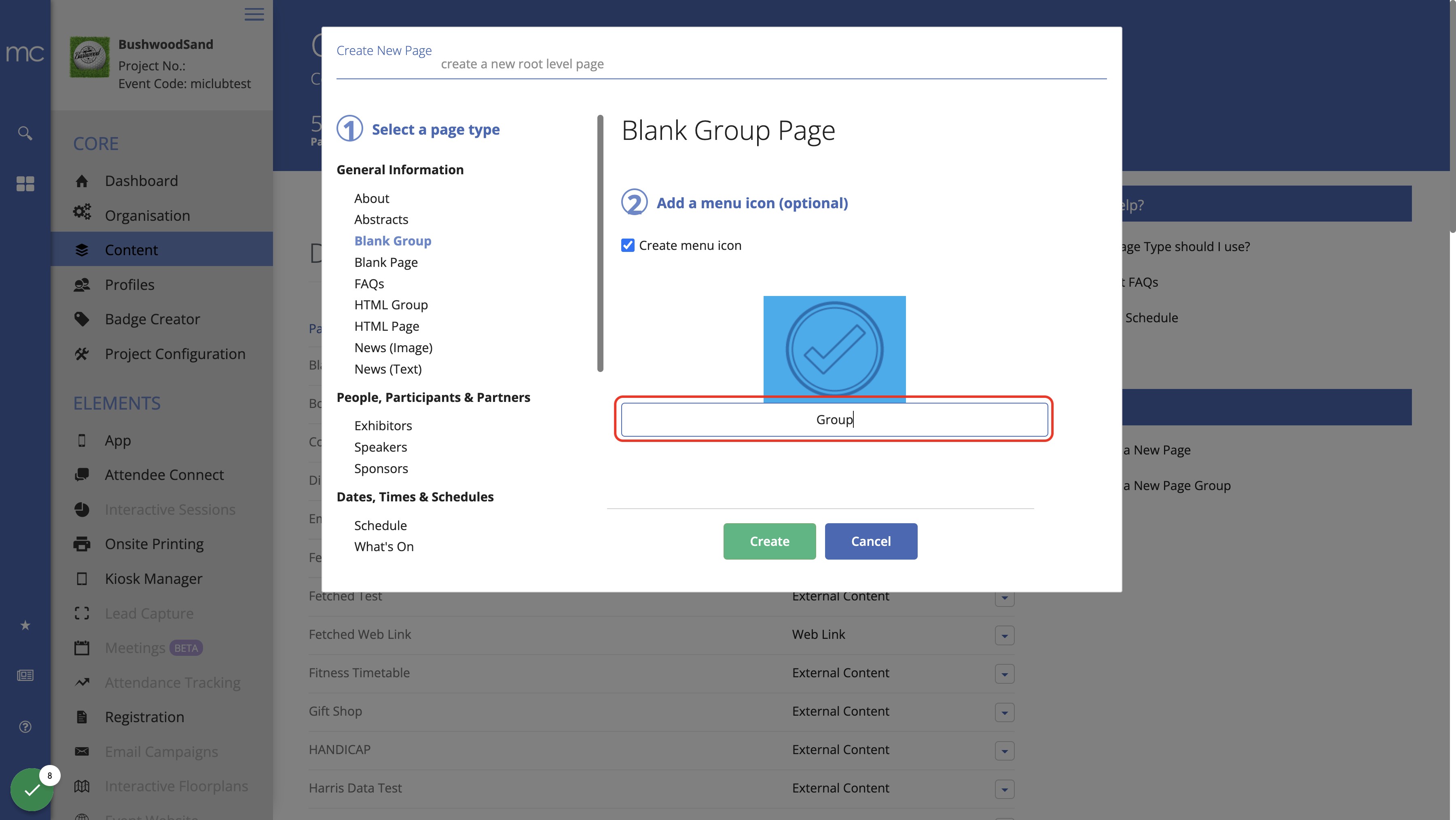 Type group name
