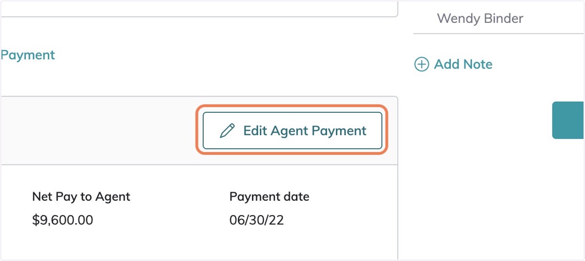 If you have a referral - Click on Edit Agent Payment
