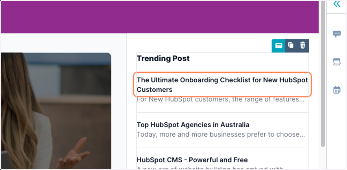 Click on the blog module