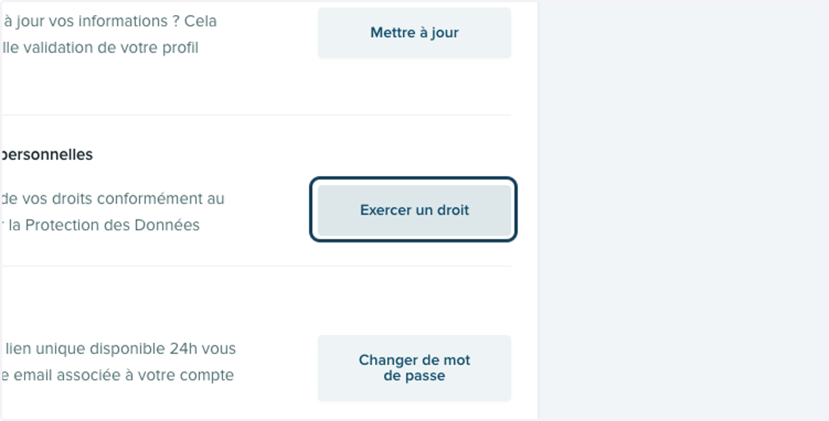Cliquer sur le bouton "Exercer un droit".