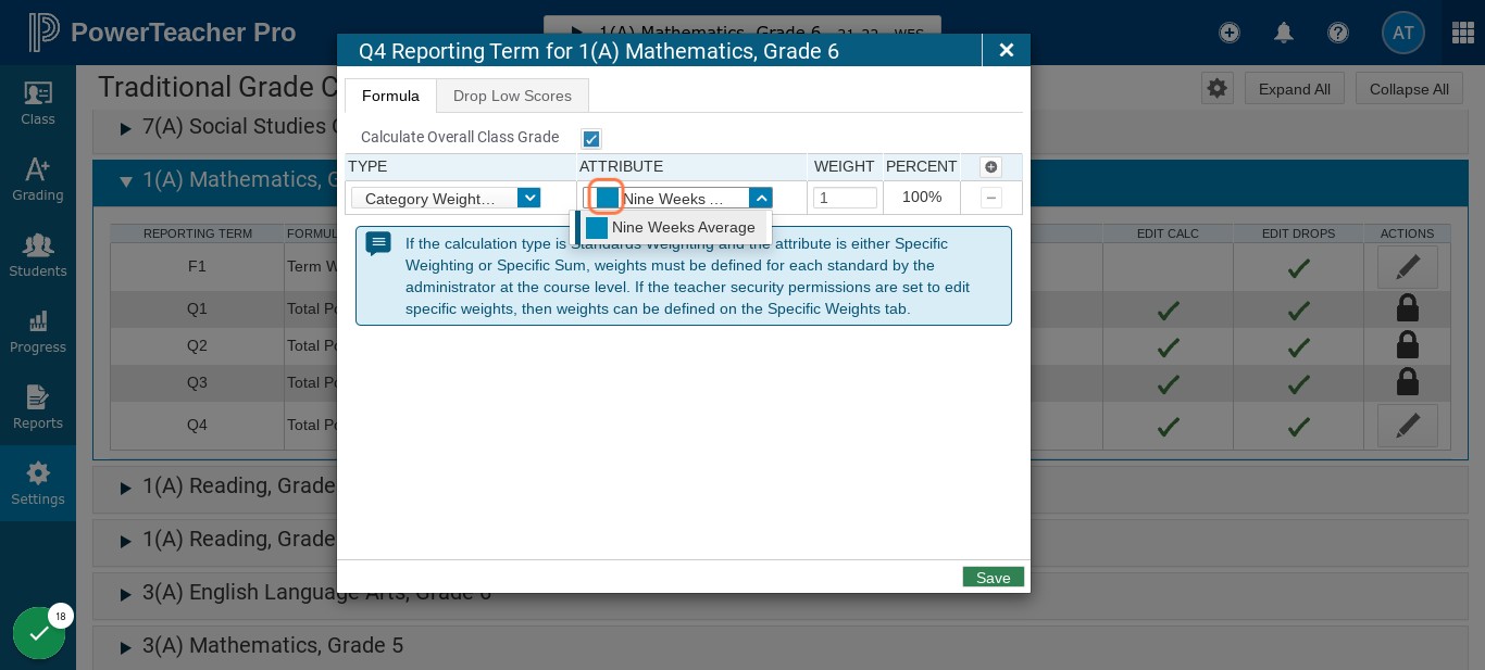 Under Attribute, select one category applicable to this course