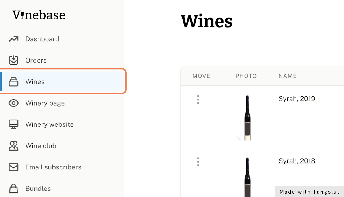 Click on Wines