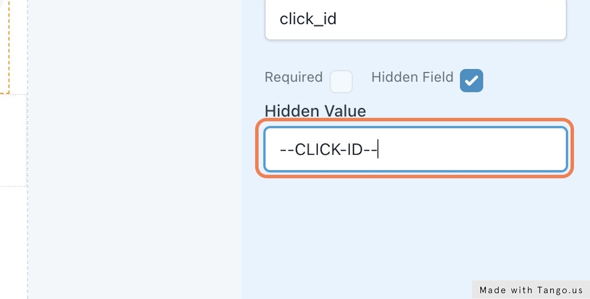 Click on Enter values of click_id