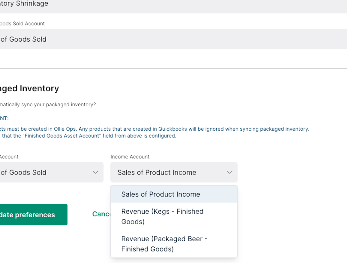 Select an Income Account