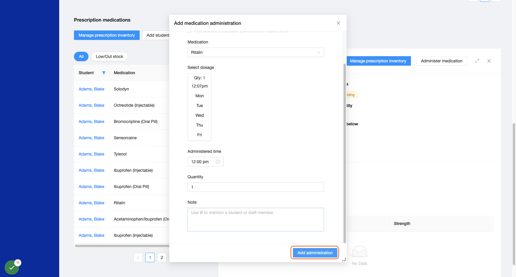 Click on Add administration