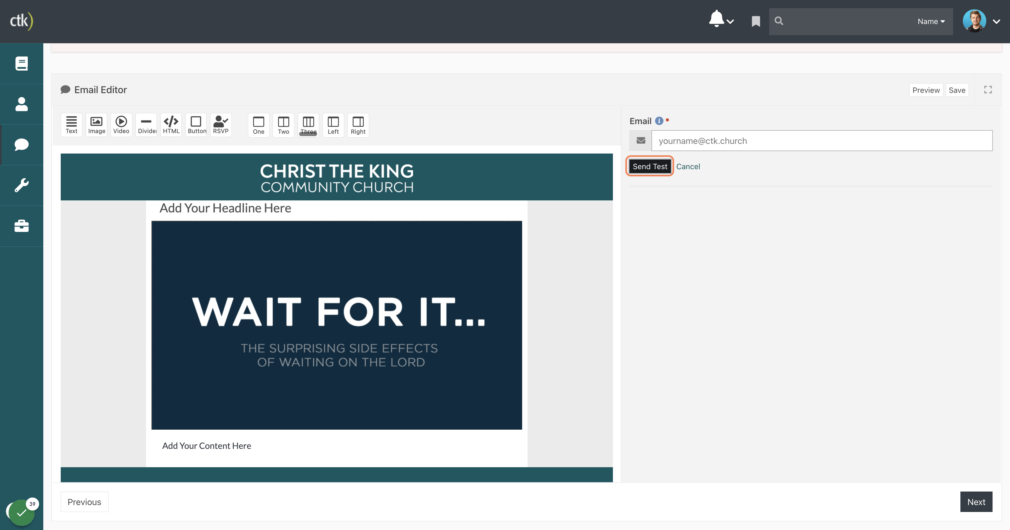 Click on "Send Test".