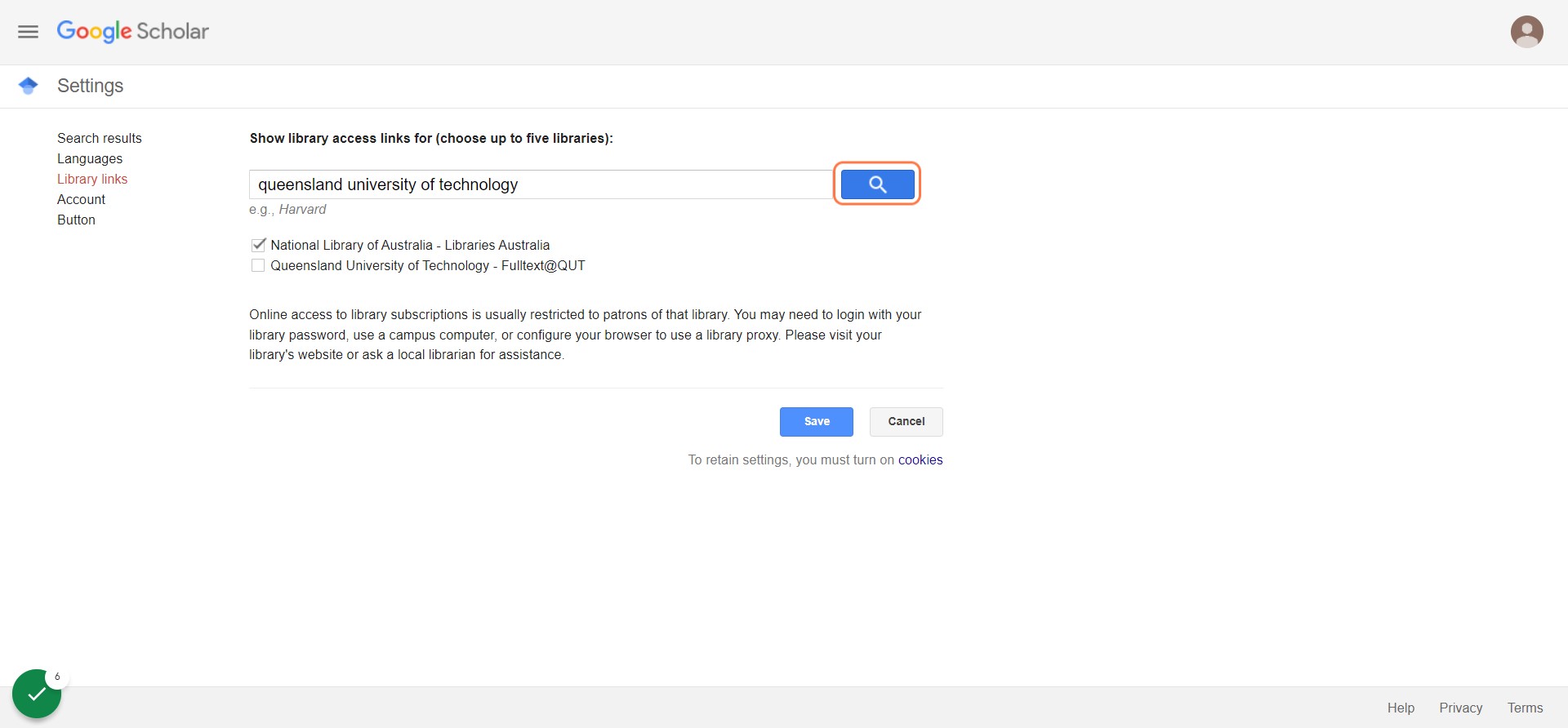 Click to search for QUT Library