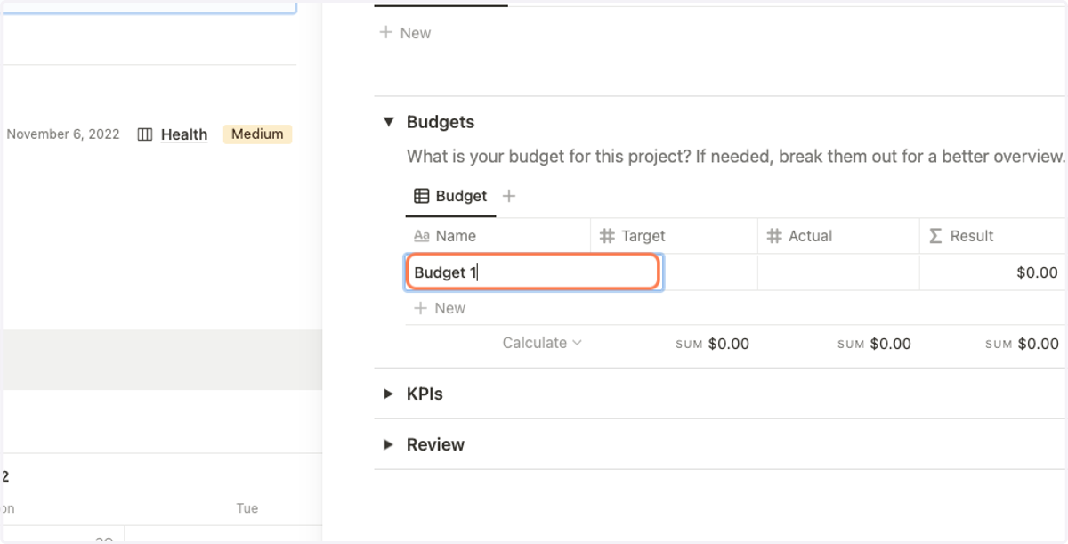 Name your budget