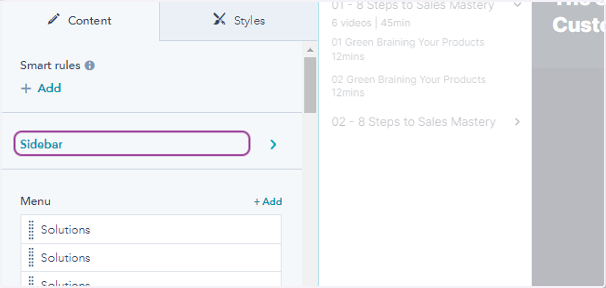 Click on Sidebar