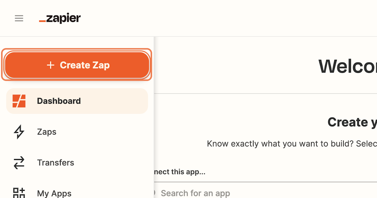 Start by creating a new Zap