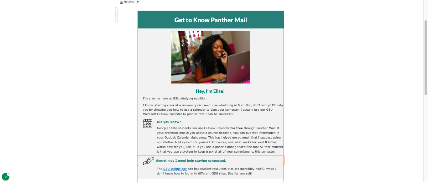 Page Introductions: Feature "Did You Know" sections with helpful GSU insight