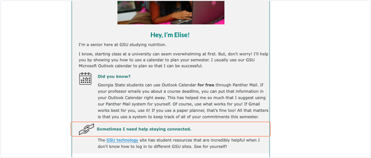 Page Introductions: Feature "Did You Know" sections with helpful GSU insight