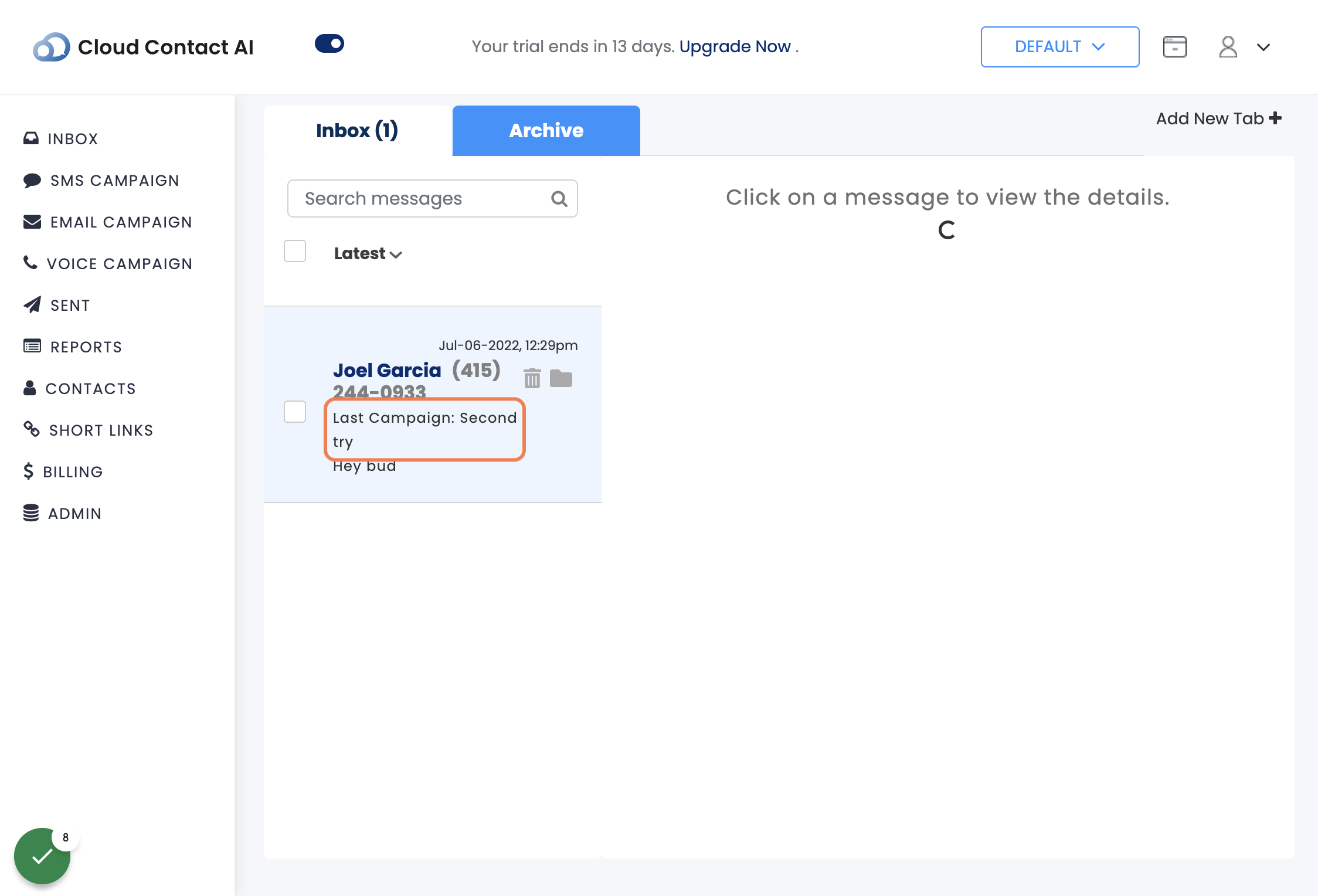 Click on Inbox (1)