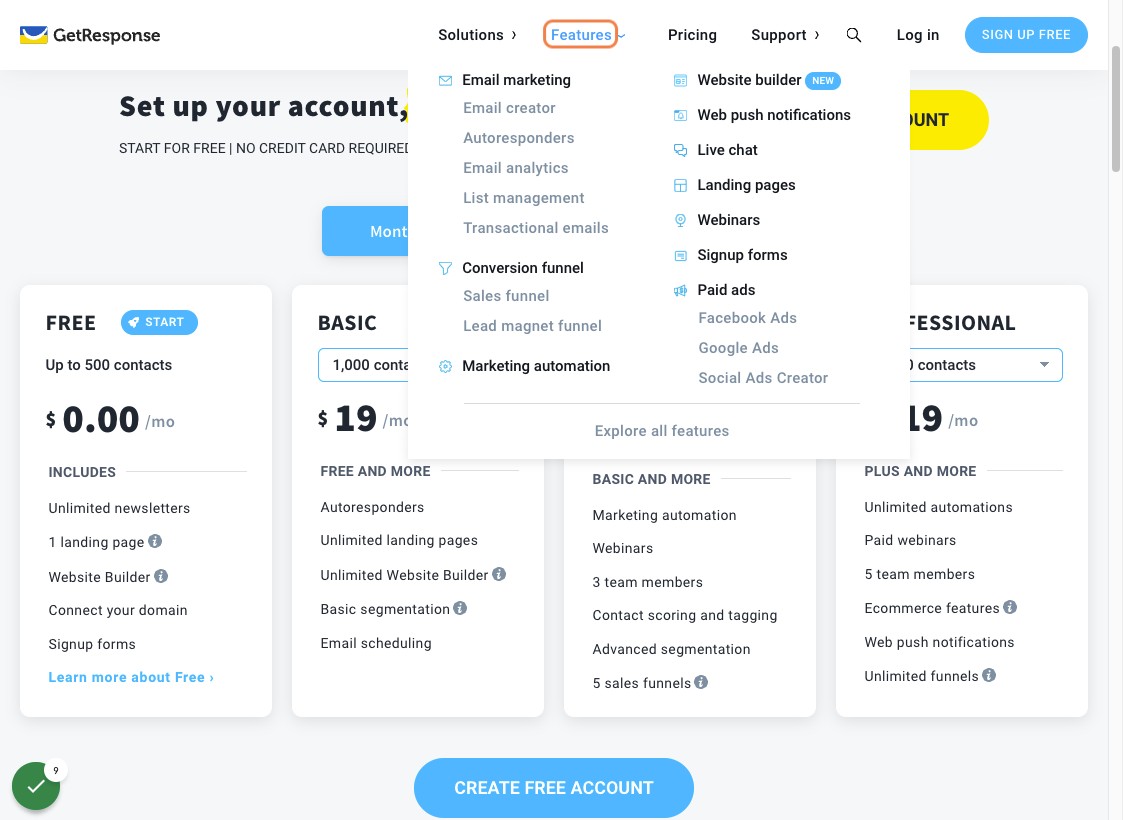 Getresponse Features