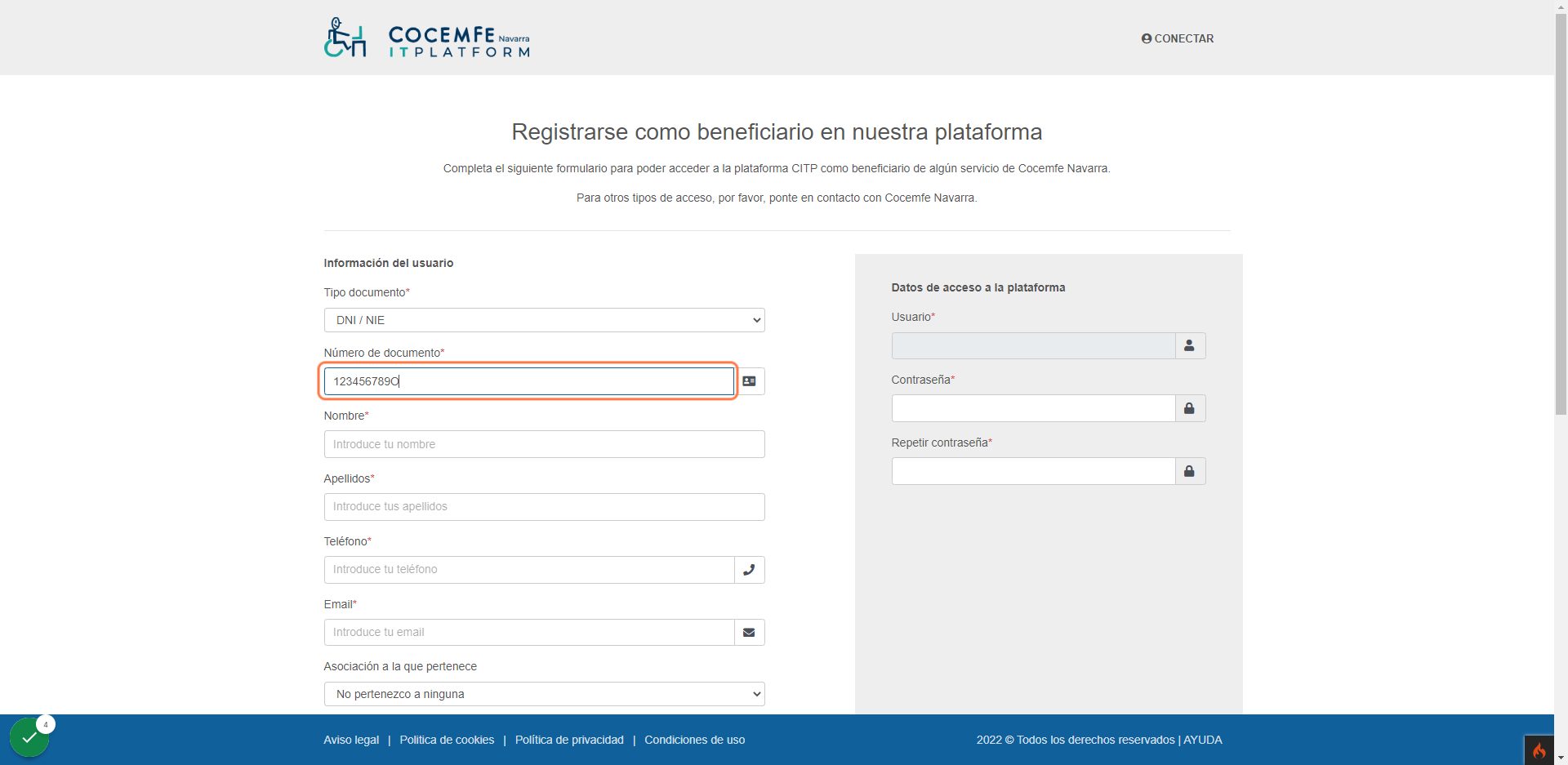 Introduce tu DNI con letra
