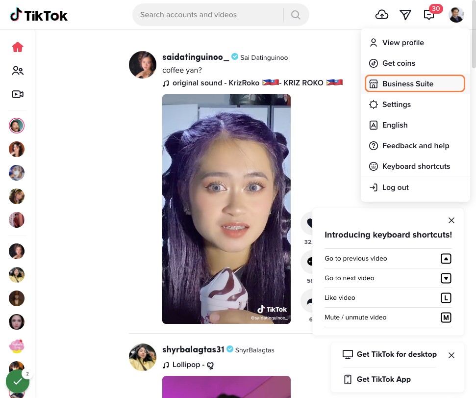 Click on Business Suite