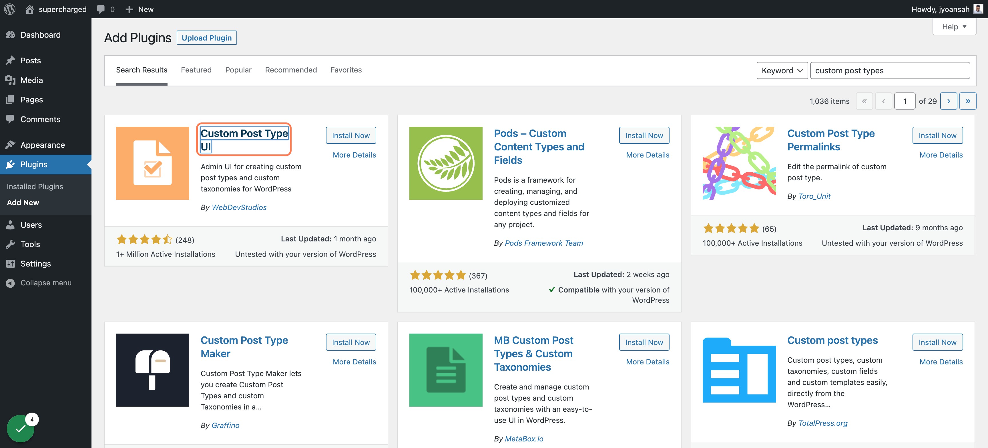 Click on Custom Post Type UI