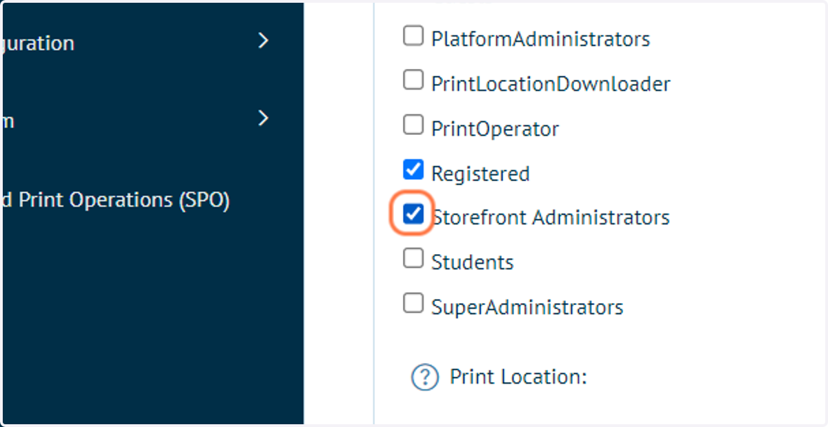 Check Storefront Administrators