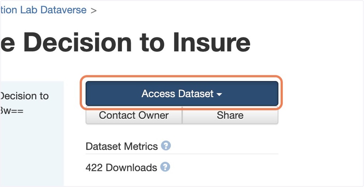 Click on Access Dataset