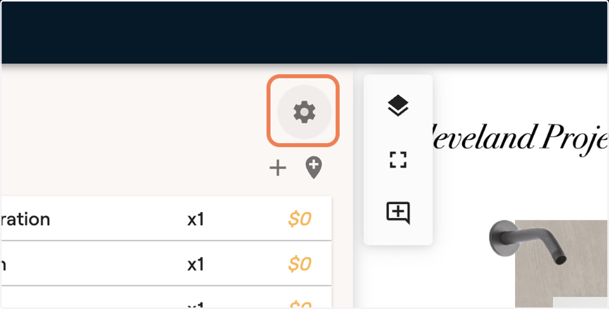 Click on the GEAR ICON on the top right of your SCOPE OF WORK