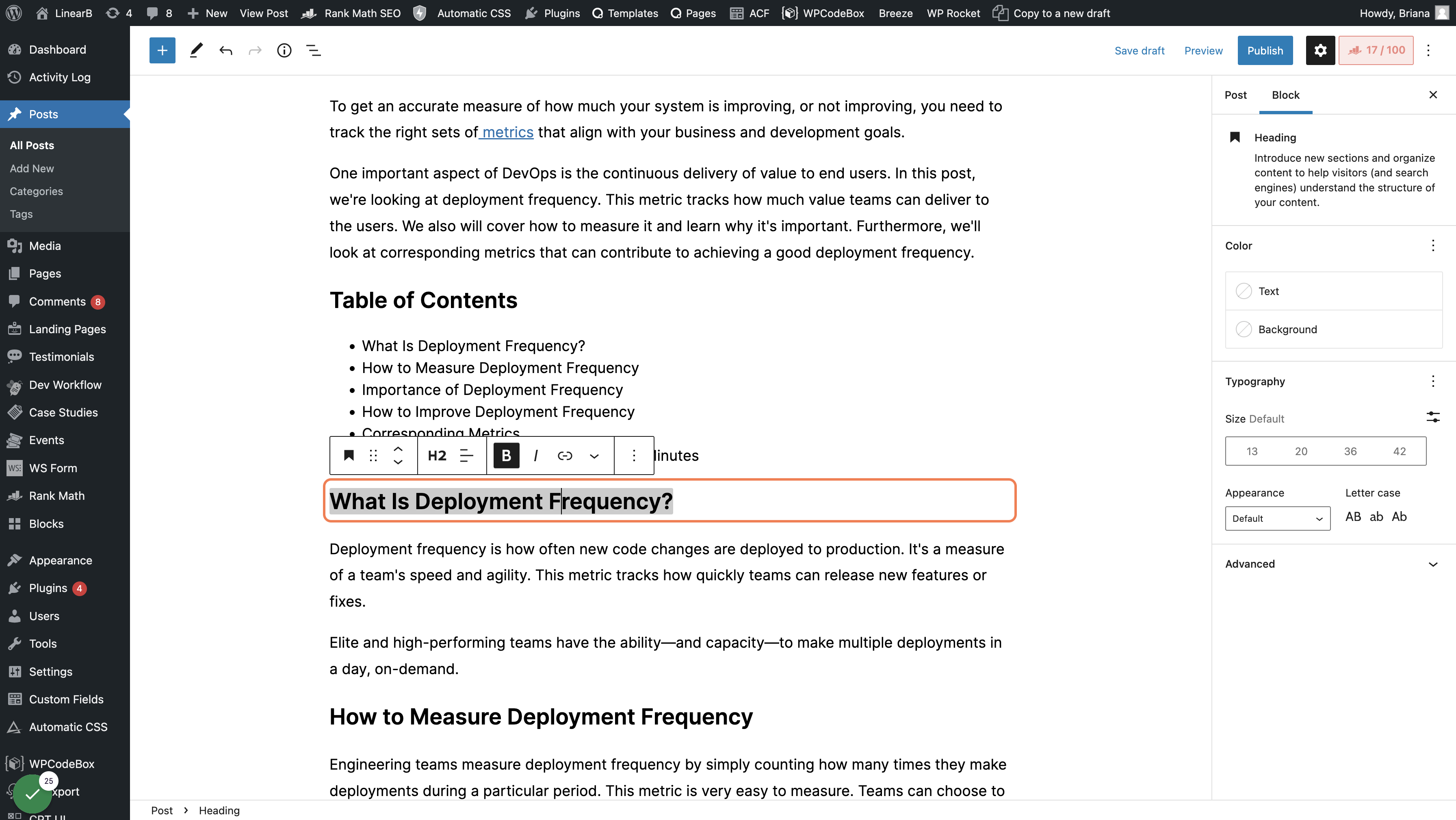 Adding Anchor Links to the Table of Contents List