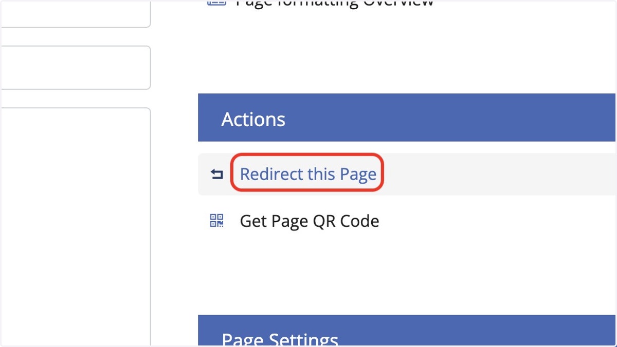 Click on Redirect this Page