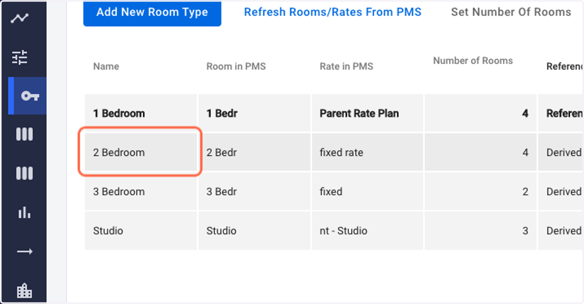 Click on a Derived room type within the grid. A pop-up menu on your right shall appear.