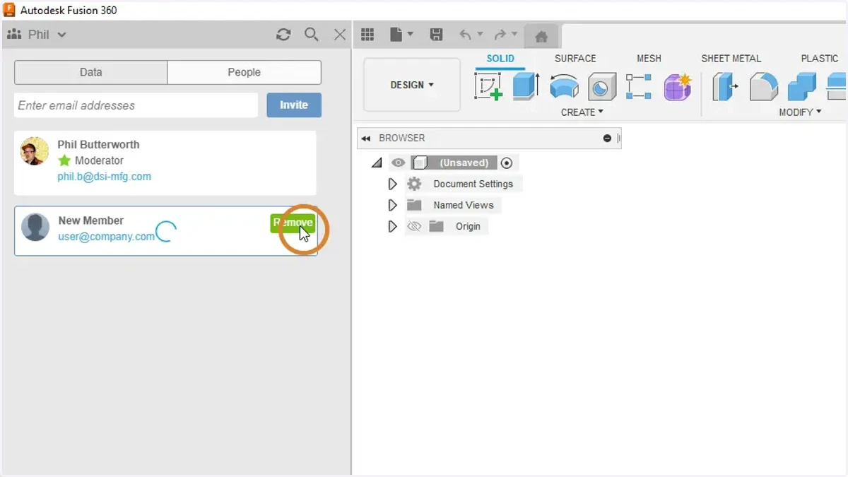 To remove a member select the "remove"