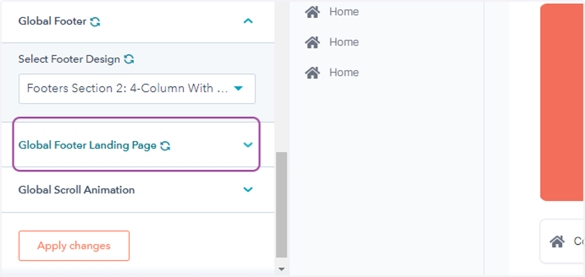Select Global Footer Landing Page
