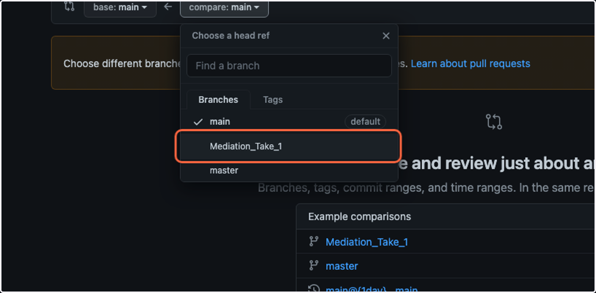 Click on the branch that your changes are in
