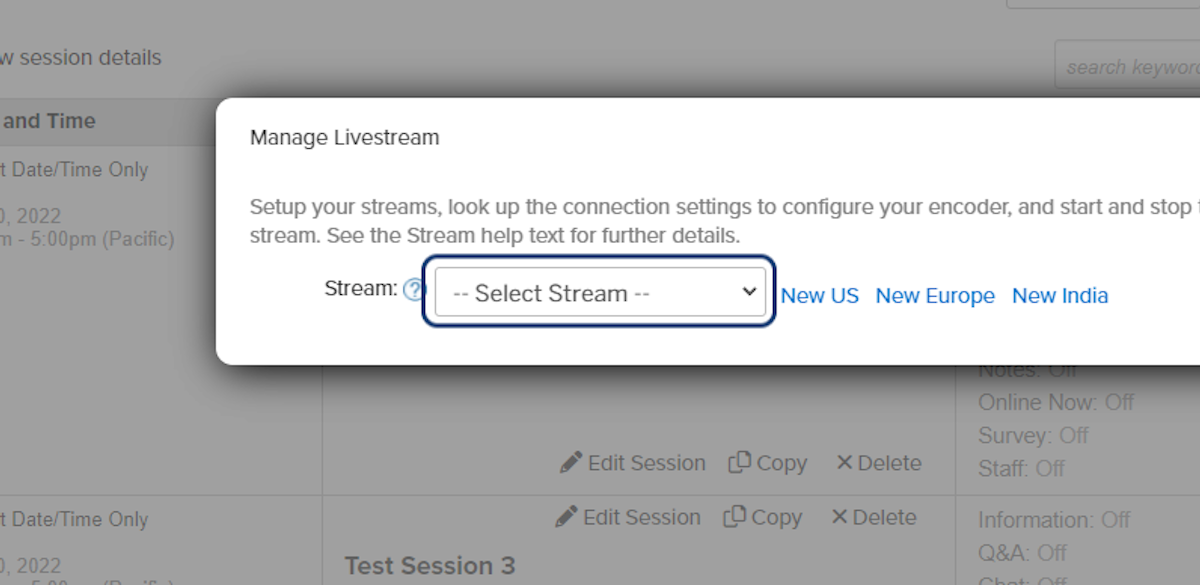 Click on Stream Low Latency from Stream: 
