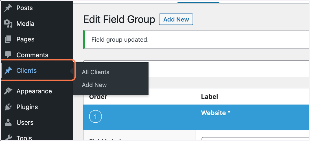 Click on Clients