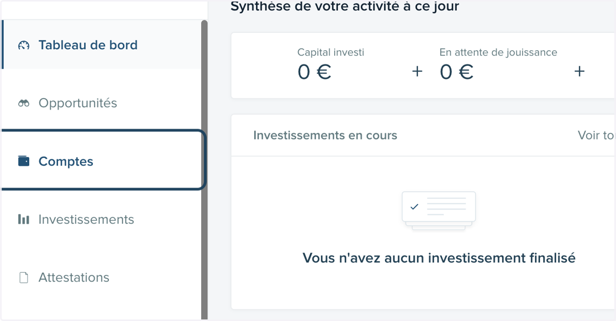 Cliquer sur l'onglet "Comptes".