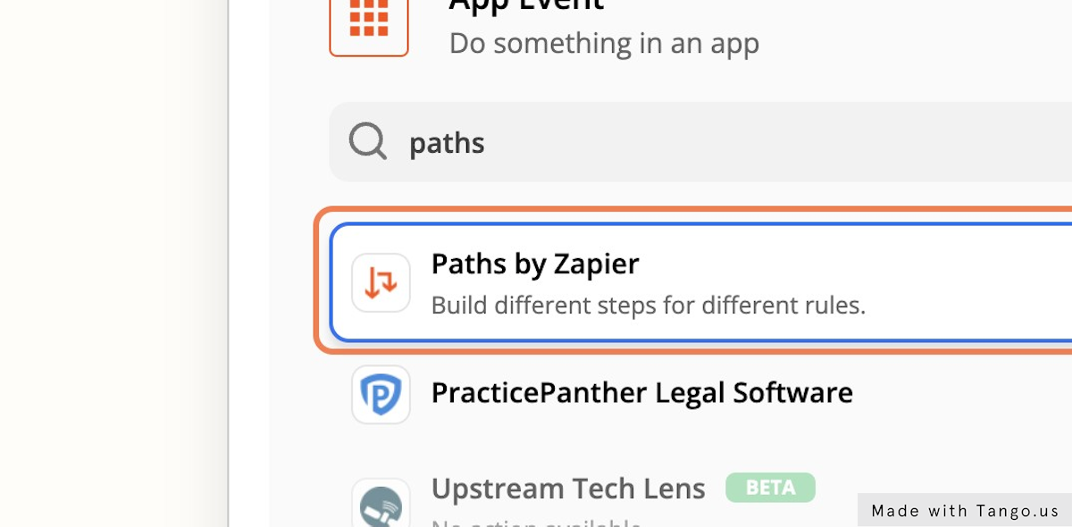 To set conditions, I'm going to choose Paths by Zapier