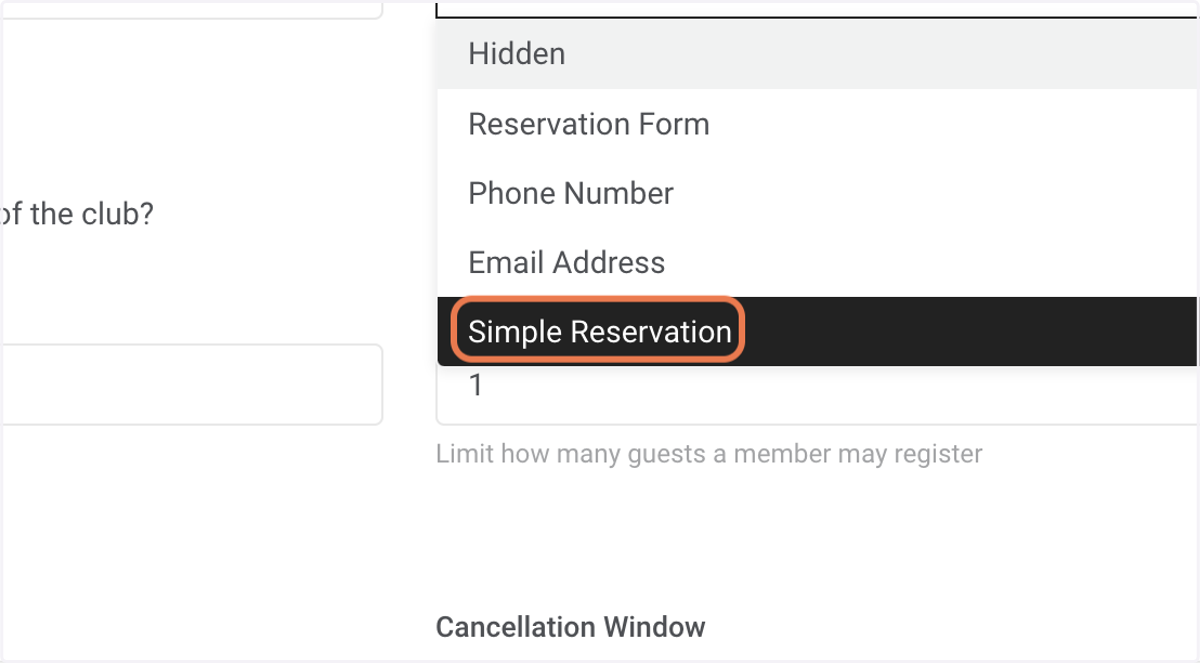 Click on Simple Reservation
