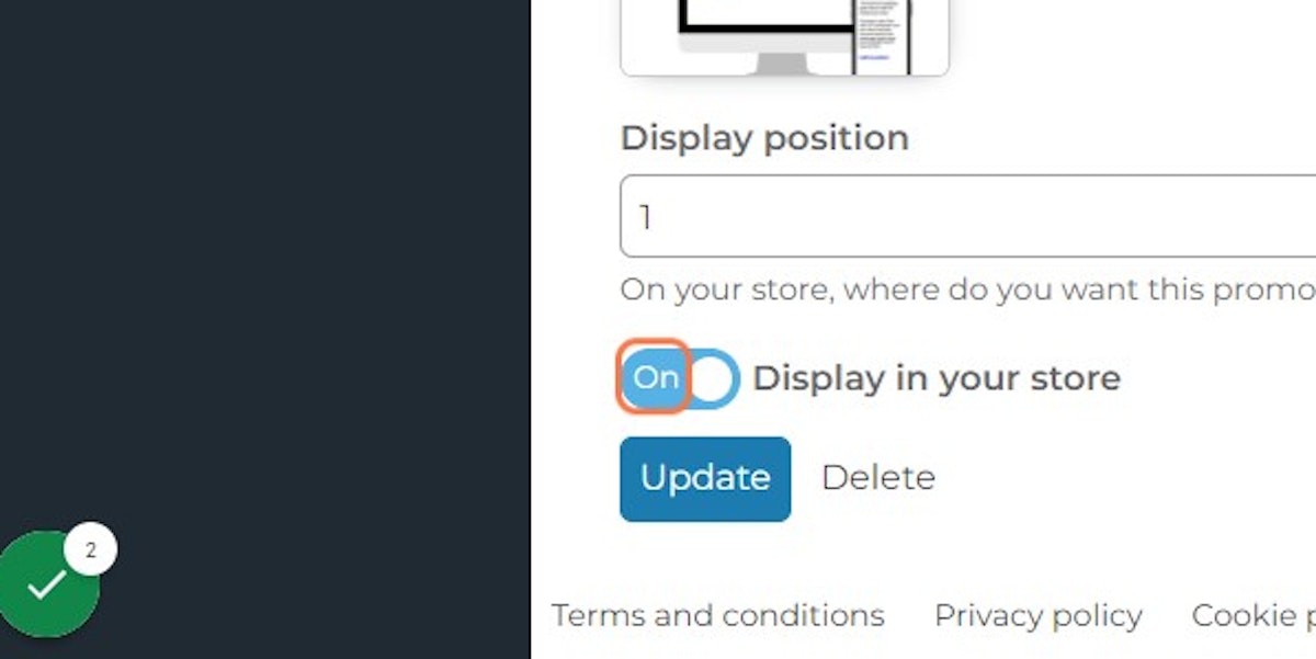 Fill out any important fields in your package and Turn on "Display in your store"