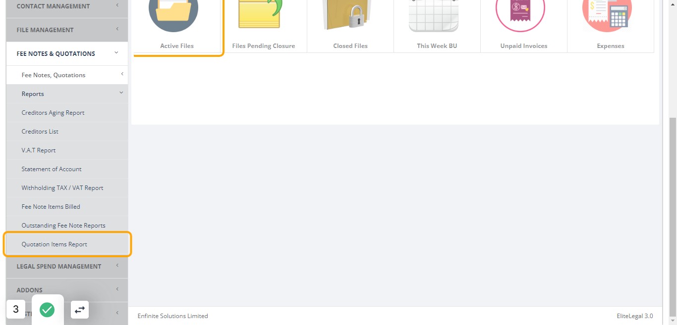 Click on Quotation Items Report option