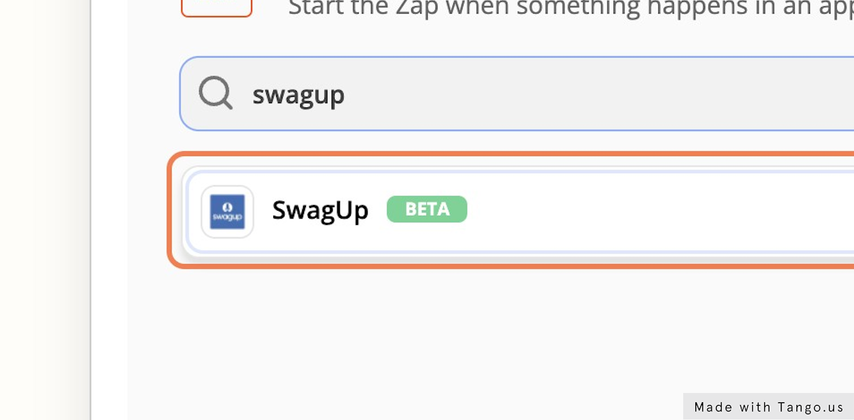 We'll start in the SwagUp app