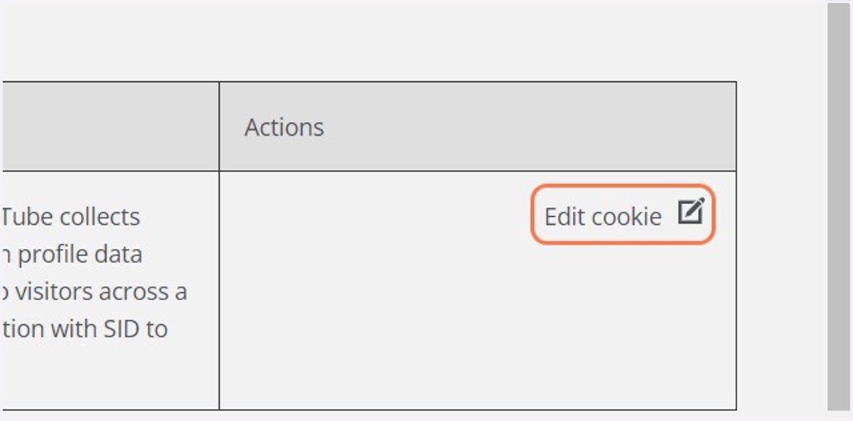Back in the manager click on Edit cookie