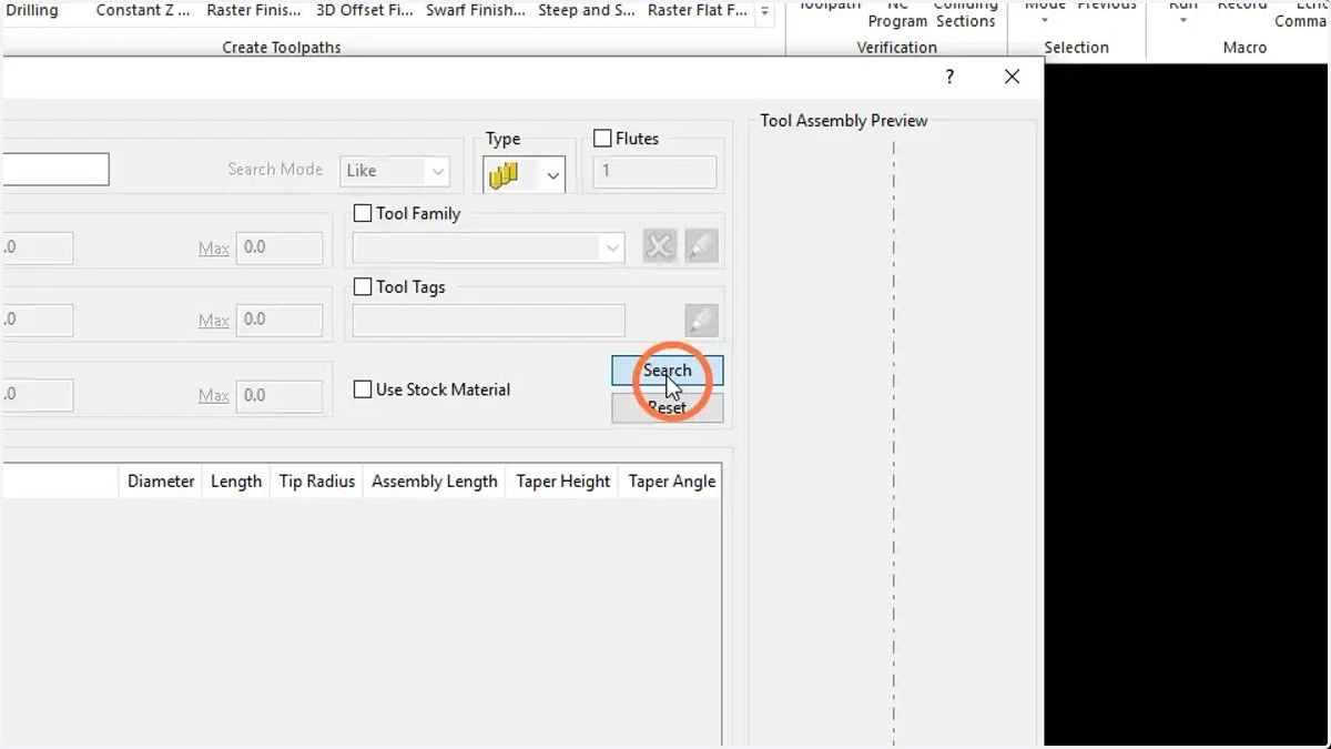 Search the new database for tool