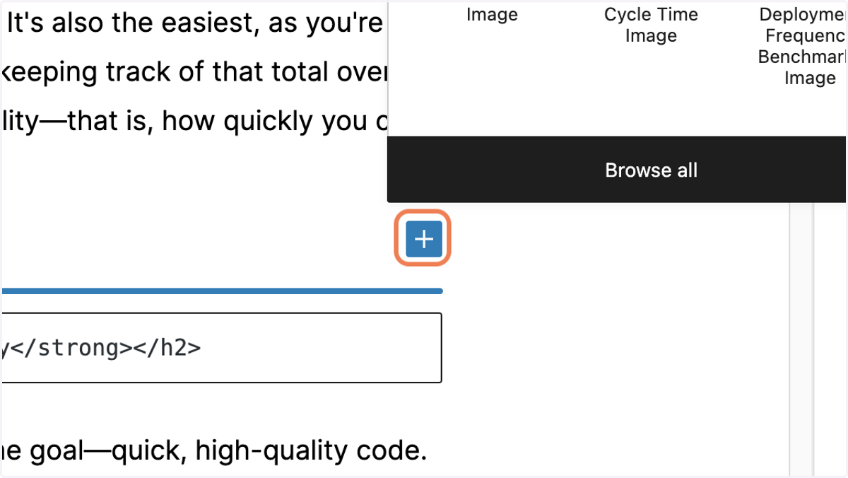 Click on the Plus Sign to Add a Block & then Click Browse All