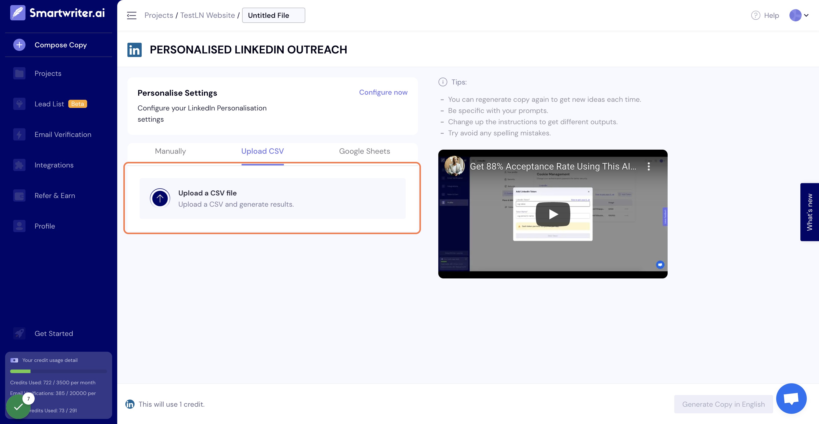You can then go about your normal way of uploading your lead list