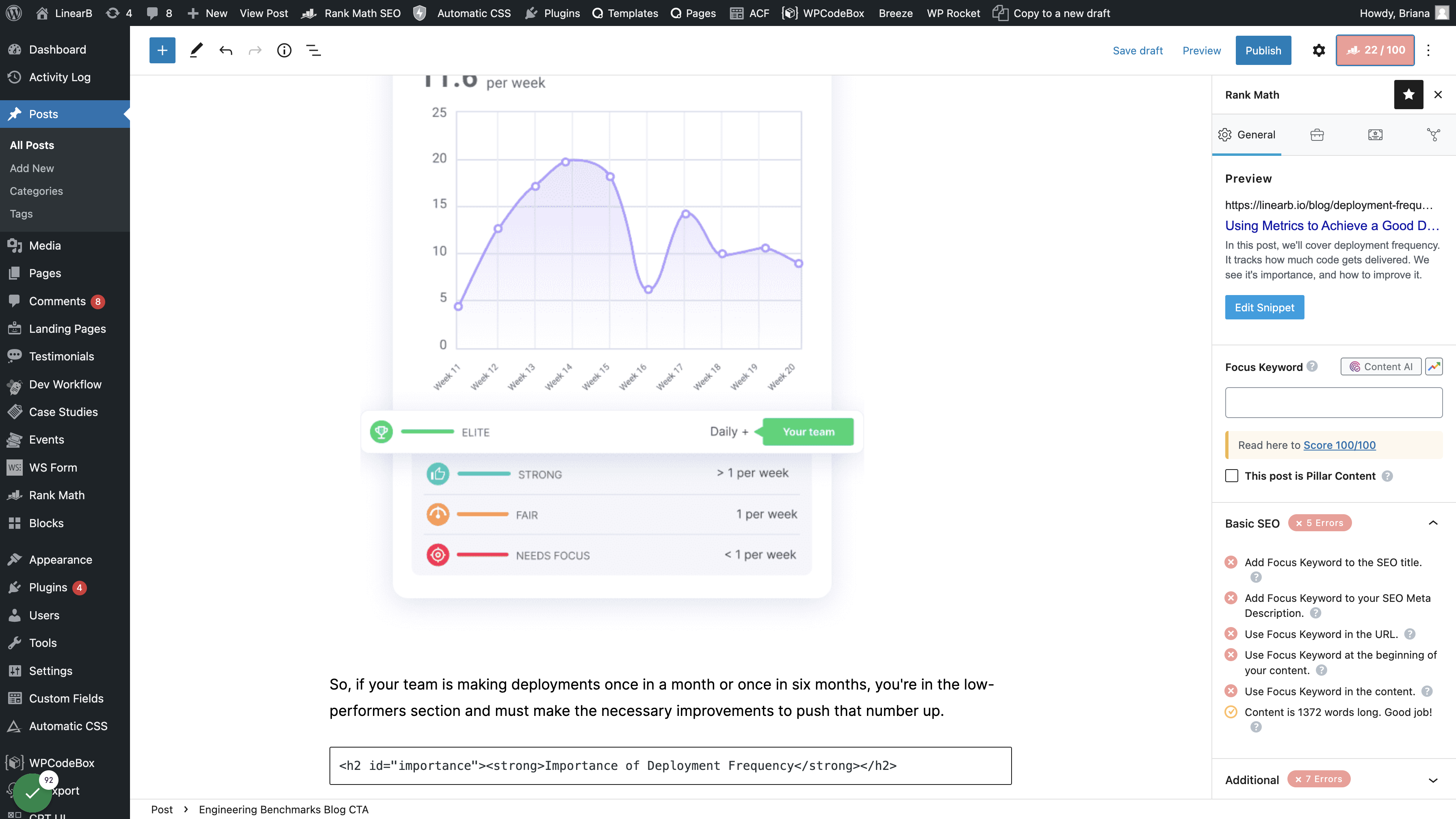 Optimize for Keywords by Clicking on the Rank Math Button