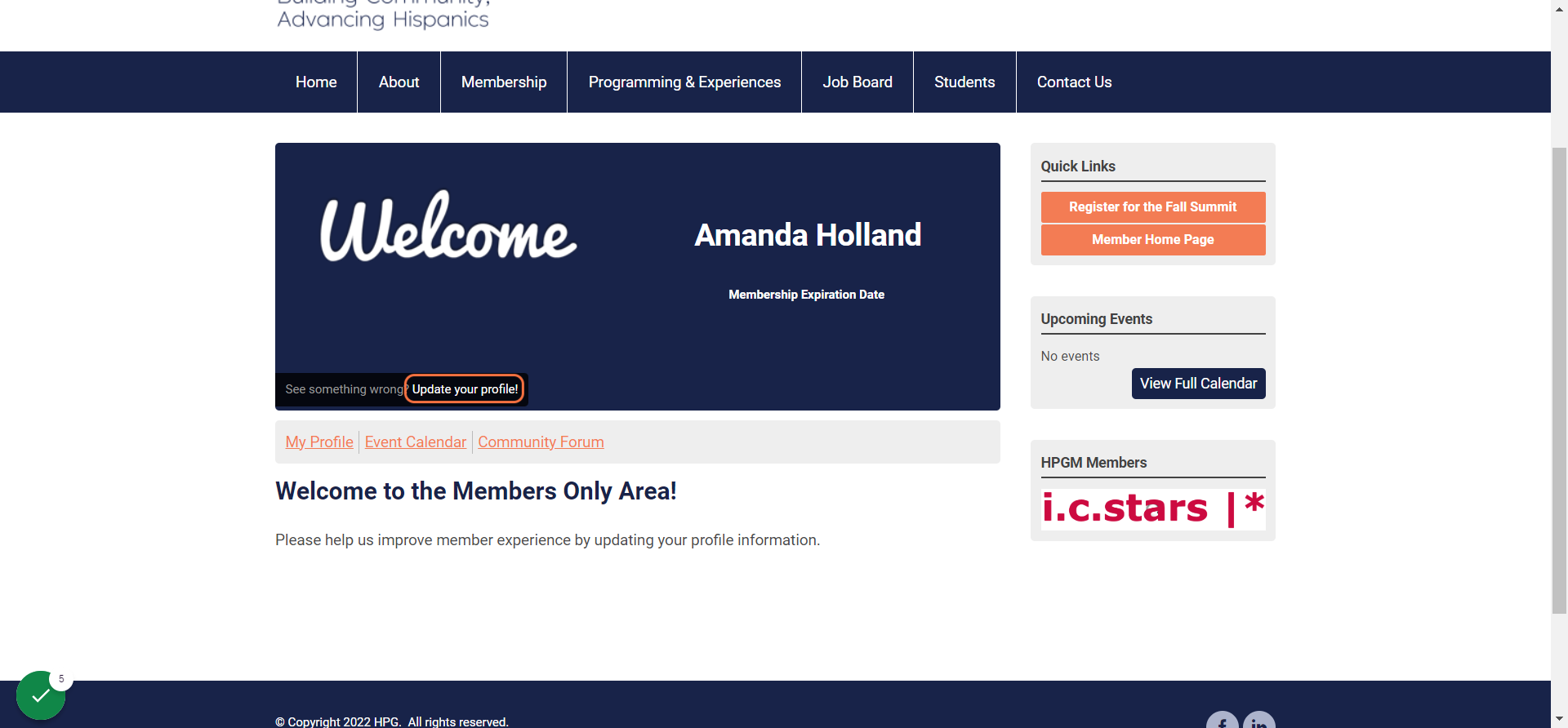 Click on Update your profile!