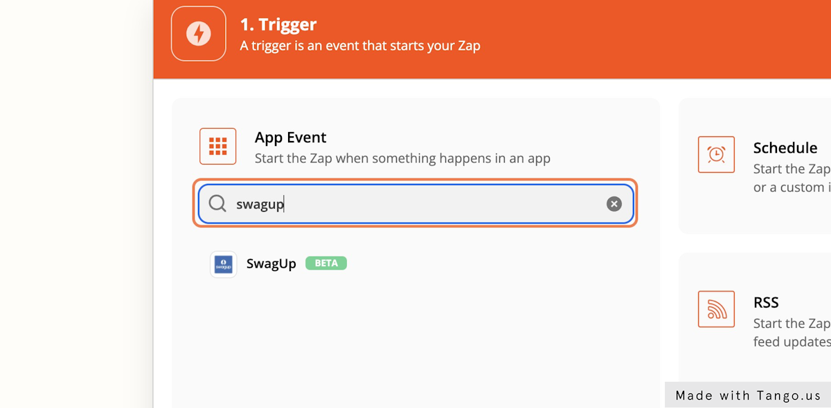 You'll be prompted to choose the app that will host your "triggering event"