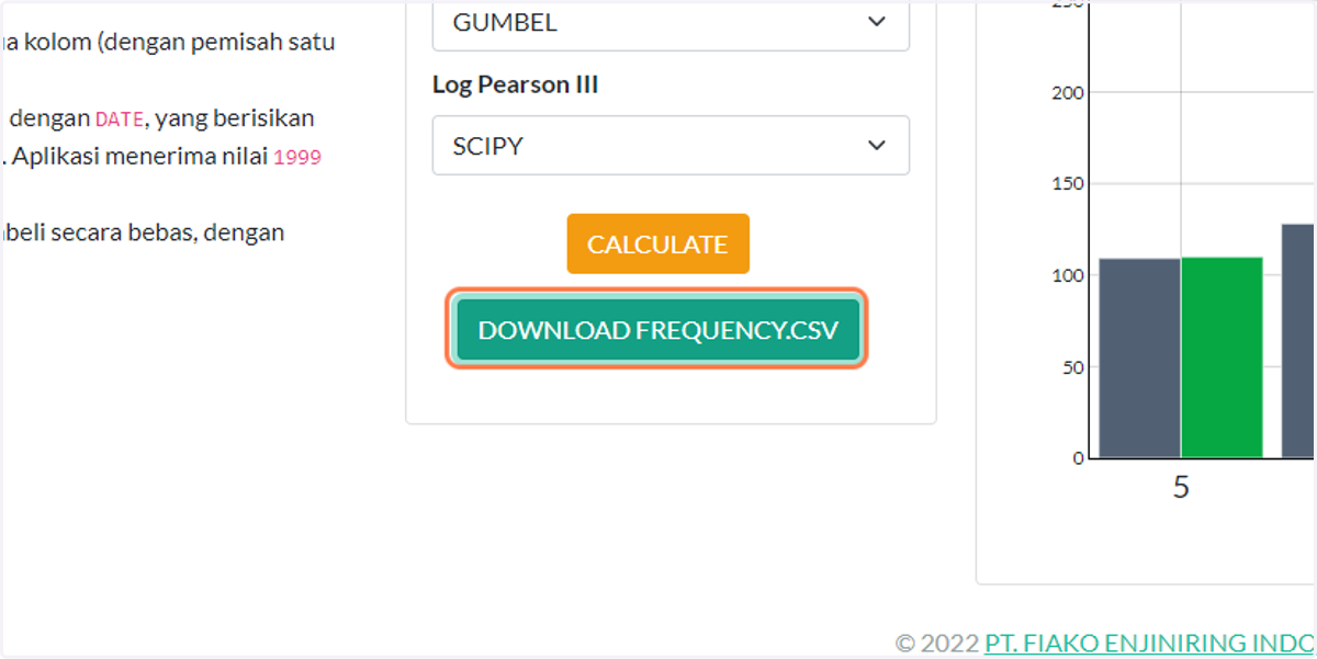 Klik "DOWNLOAD FREQUENCY.CSV" untuk mendownload hasil analisis frekuensi