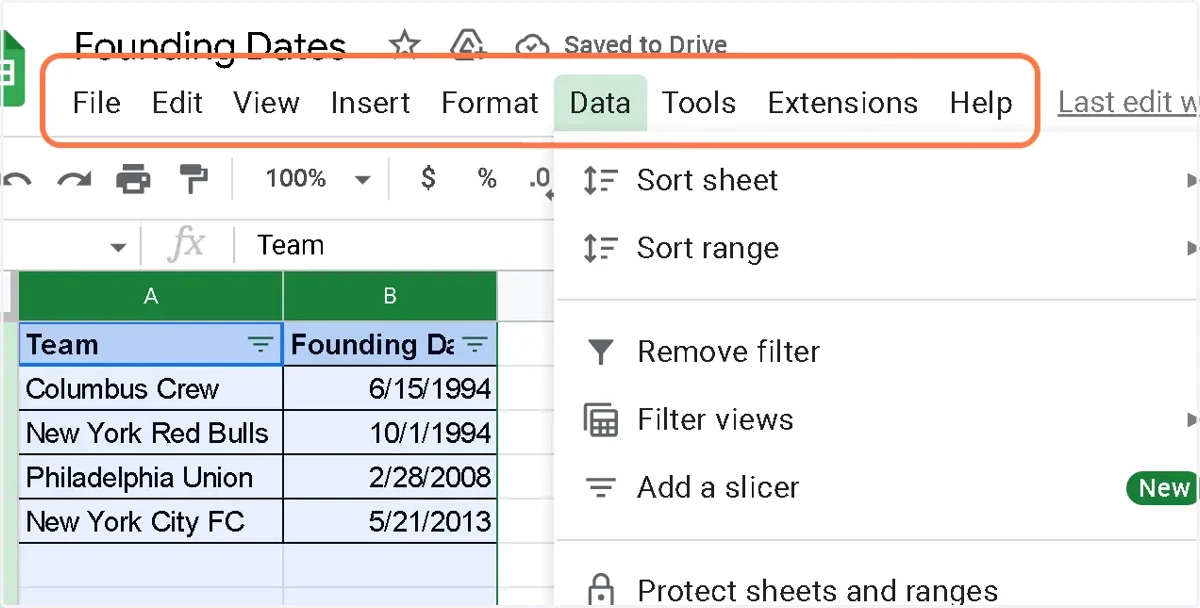 Click on Data